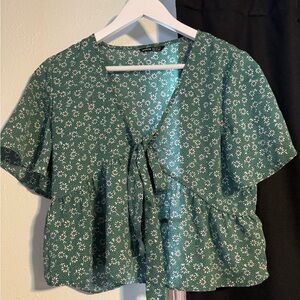 SHEIN Green Floral Blouse